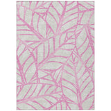 3' X 5' Pink And Beige Floral Washable Indoor Outdoor Area Rug