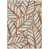 8' X 10' Orange Beige And Copper Floral Washable Indoor Outdoor Area Rug
