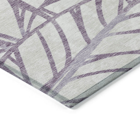 3' X 5' Purple Lavender And Beige Floral Washable Indoor Outdoor Area Rug