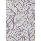 8' X 10' Purple Lavender And Beige Floral Washable Indoor Outdoor Area Rug
