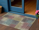 3' X 5' Beige Mauve And Brown Abstract Washable Indoor Outdoor Area Rug
