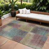 8' X 10' Beige Mauve And Brown Abstract Washable Indoor Outdoor Area Rug