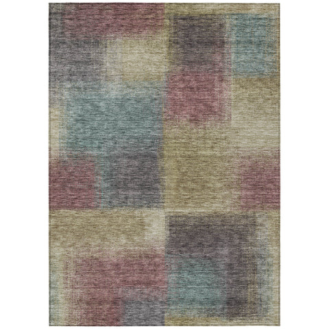8' X 10' Beige Mauve And Brown Abstract Washable Indoor Outdoor Area Rug