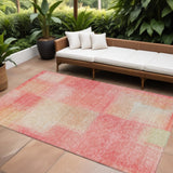 8' X 10' Blush Pink And Ivory Abstract Washable Indoor Outdoor Area Rug