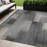 5' X 8' Charcoal Gray And Silver Abstract Washable Indoor Outdoor Area Rug