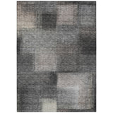 8' X 10' Charcoal Gray And Silver Abstract Washable Indoor Outdoor Area Rug