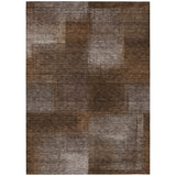 8' X 10' Brown And Ivory Abstract Washable Indoor Outdoor Area Rug