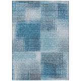 8' X 10' Denim Blue And Navy Blue Abstract Washable Indoor Outdoor Area Rug