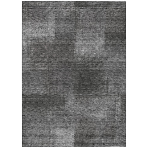 5' X 8' Gray Charcoal And Ivory Abstract Washable Indoor Outdoor Area Rug