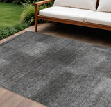 8' X 10' Gray Charcoal And Ivory Abstract Washable Indoor Outdoor Area Rug
