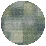 8' Olive Green And Gray Round Abstract Washable Indoor Outdoor Area Rug