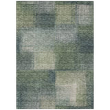 8' X 10' Olive Green And Gray Abstract Washable Indoor Outdoor Area Rug