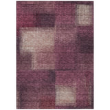 5' X 8' Plum Mauve And Beige Abstract Washable Indoor Outdoor Area Rug