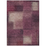 8' X 10' Plum Mauve And Beige Abstract Washable Indoor Outdoor Area Rug