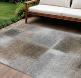5' X 8' Silver Gray And Beige Abstract Washable Indoor Outdoor Area Rug