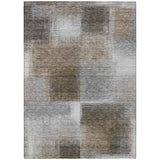 5' X 8' Silver Gray And Beige Abstract Washable Indoor Outdoor Area Rug