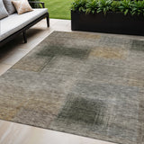5' X 8' Taupe Gray And Beige Abstract Washable Indoor Outdoor Area Rug