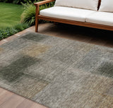 8' X 10' Taupe Gray And Beige Abstract Washable Indoor Outdoor Area Rug