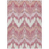 3' X 5' Blush Mauve And Ivory Ikat Washable Indoor Outdoor Area Rug
