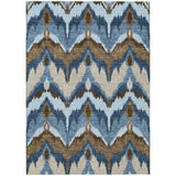 8' X 10' Denim Blue And Sky Blue Ikat Washable Indoor Outdoor Area Rug