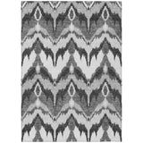 8' X 10' Gray Silver And Charcoal Ikat Washable Indoor Outdoor Area Rug
