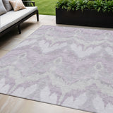 5' X 8' Lavender Purple And Gray Ikat Washable Indoor Outdoor Area Rug