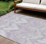 8' X 10' Lavender Purple And Gray Ikat Washable Indoor Outdoor Area Rug