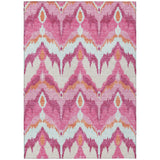 3' X 5' Pink Mauve And Orange Ikat Washable Indoor Outdoor Area Rug