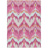 5' X 8' Pink Mauve And Orange Ikat Washable Indoor Outdoor Area Rug