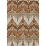 3' X 5' Orange Beige And Copper Ikat Washable Indoor Outdoor Area Rug