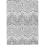 5' X 8' Silver And Gray Ikat Washable Indoor Outdoor Area Rug