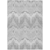 8' X 10' Silver And Gray Ikat Washable Indoor Outdoor Area Rug