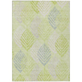 3' X 5' Artichoke Green And Ivory Floral Washable Indoor Outdoor Area Rug