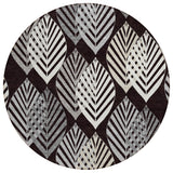 8' Black Silver And Charcoal Round Floral Washable Indoor Outdoor Area Rug