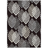 8' X 10' Black Silver And Charcoal Floral Washable Indoor Outdoor Area Rug