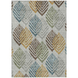 3' X 5' Gray Silver And Teal Blue Floral Washable Indoor Outdoor Area Rug