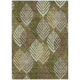 8' X 10' Olive Green Artichoke Green And Gray Floral Washable Indoor Outdoor Area Rug