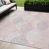 5' X 8' Pink Ivory And Beige Floral Washable Indoor Outdoor Area Rug