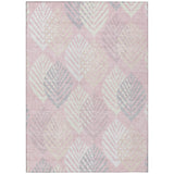5' X 8' Pink Ivory And Beige Floral Washable Indoor Outdoor Area Rug