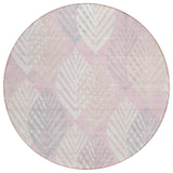 8' Pink Ivory And Beige Round Floral Washable Indoor Outdoor Area Rug