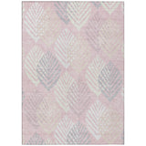 8' X 10' Pink Ivory And Beige Floral Washable Indoor Outdoor Area Rug