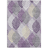 8' X 10' Purple Lavender And Beige Floral Washable Indoor Outdoor Area Rug