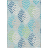 3' X 5' Teal Blue Aqua And Navy Blue Floral Washable Indoor Outdoor Area Rug