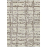 3' X 5' Beige Brown And Taupe Striped Washable Indoor Outdoor Area Rug