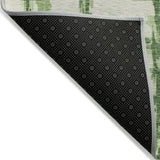 8' X 10' Artichoke Green And Emerald Striped Washable Indoor Outdoor Area Rug