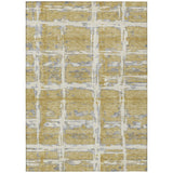 3' X 5' Gold Beige And Gray Striped Washable Indoor Outdoor Area Rug