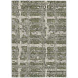 3' X 5' Olive Green Gray And Beige Striped Washable Indoor Outdoor Area Rug