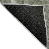 5' X 8' Olive Green Gray And Beige Striped Washable Indoor Outdoor Area Rug