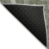 8' Olive Green Gray And Beige Round Striped Washable Indoor Outdoor Area Rug