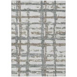 3' X 5' Silver Taupe And Gray Striped Washable Indoor Outdoor Area Rug